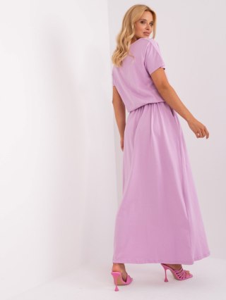 Jasnofioletowa letnia sukienka basic z kieszeniami oversize UNI