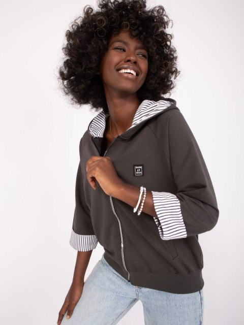 Bluza rozpinana z kaputer rękaw 3/4 ciemny khaki Bluza rozpinana z kaputer rękaw 3/4 ciemny khaki