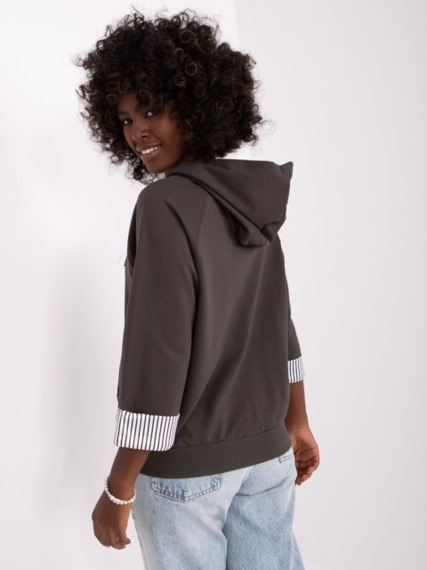 Bluza rozpinana z kaputer rękaw 3/4 ciemny khaki Bluza rozpinana z kaputer rękaw 3/4 ciemny khaki