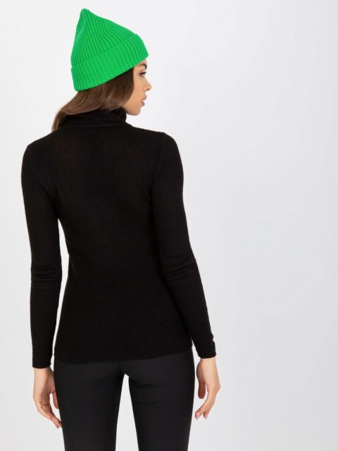 Golf czarny dopasowany sweter w prążek akrylowy Golf czarny dopasowany sweter w prążek akrylowy