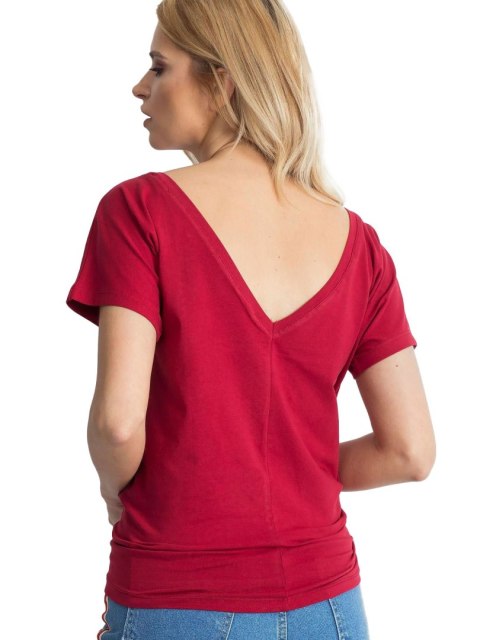 Koszulka t-shirt bordowy z dekoltem na plecach Fire S Koszulka t-shirt bordowy z dekoltem na plecach Fire S