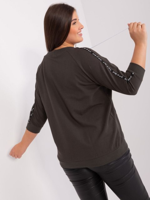 Bluza damska khaki z troczkami plus size rękaw 3/4