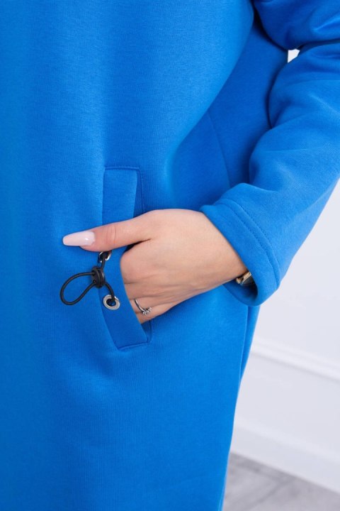 Bluza ocieplana długa chabrowa