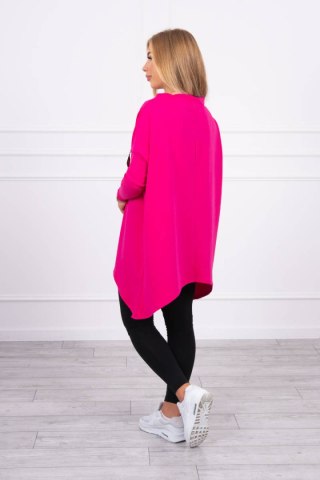 Bluza oversize z asymetrycznymi bokami fuksja UNI