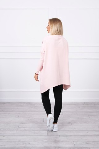 Bluza oversize z asymetrycznymi bokami pudrowy róż UNI