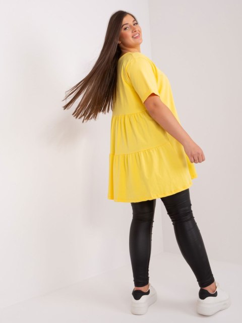 Bluzka żółta długa z falbaną plus size bawełniana Bluzka żółta długa z falbaną plus size bawełniana
