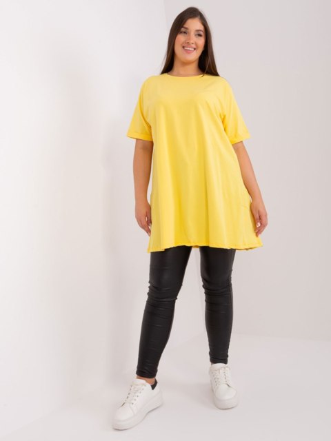 Bluzka żółta długa z falbaną plus size bawełniana Bluzka żółta długa z falbaną plus size bawełniana