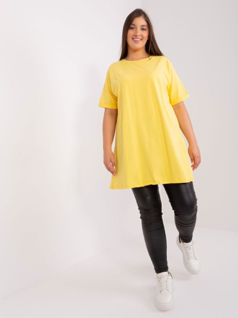 Bluzka żółta długa z falbaną plus size bawełniana Bluzka żółta długa z falbaną plus size bawełniana
