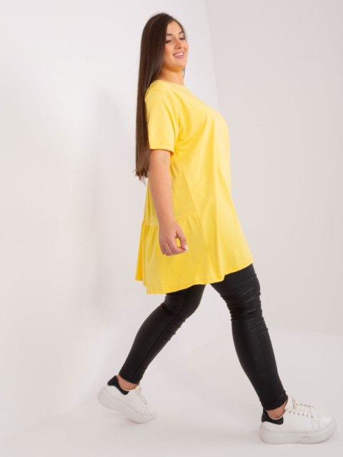 Bluzka żółta długa z falbaną plus size bawełniana Bluzka żółta długa z falbaną plus size bawełniana