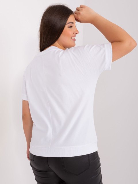 Bluzka t-shirt biała z nadrukiem pióro plus size Bluzka t-shirt biała z nadrukiem pióro plus size