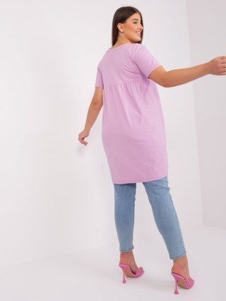 Sukienka tunika basic z kieszeniami plus size jasno fioletowa