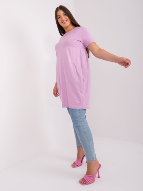 Sukienka tunika basic z kieszeniami plus size jasno fioletowa Sukienka tunika basic z kieszeniami plus size jasno fioletowa