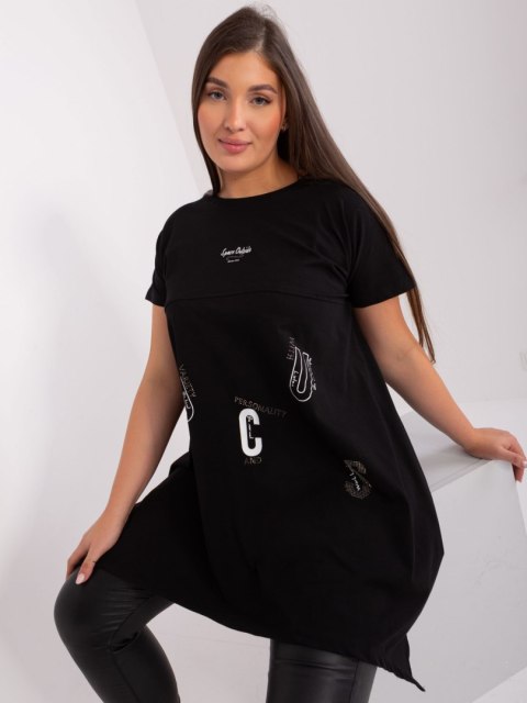 Tunika basic luźna plus size czarna dłuższe boki Tunika basic luźna plus size czarna dłuższe boki