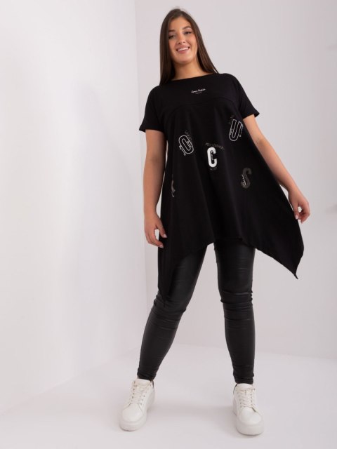 Tunika basic luźna plus size czarna dłuższe boki Tunika basic luźna plus size czarna dłuższe boki