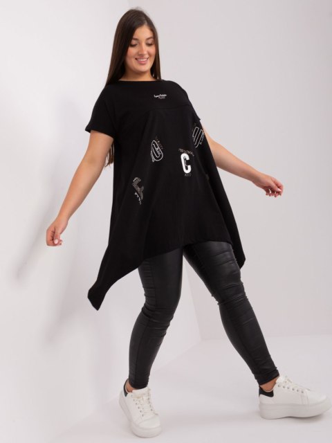 Tunika basic luźna plus size czarna dłuższe boki Tunika basic luźna plus size czarna dłuższe boki