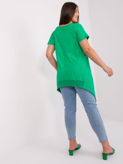 Tunika basic luźna plus size zielona dłuższe boki Tunika basic luźna plus size zielona dłuższe boki