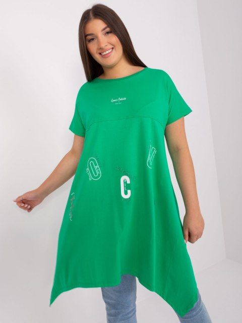 Tunika basic luźna plus size zielona dłuższe boki Tunika basic luźna plus size zielona dłuższe boki