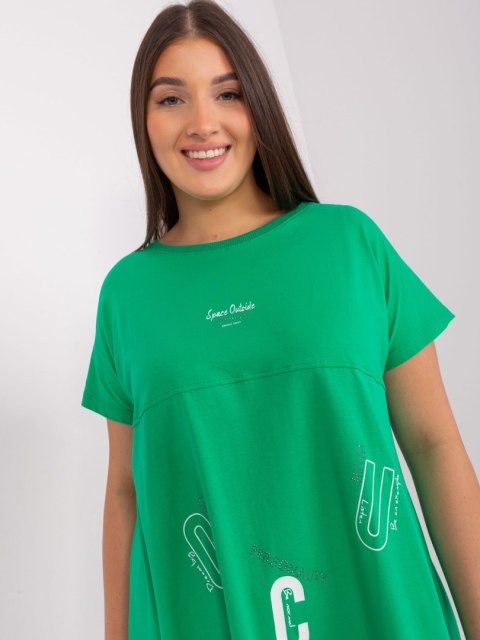 Tunika basic luźna plus size zielona dłuższe boki Tunika basic luźna plus size zielona dłuższe boki