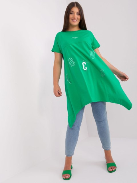Tunika basic luźna plus size zielona dłuższe boki Tunika basic luźna plus size zielona dłuższe boki