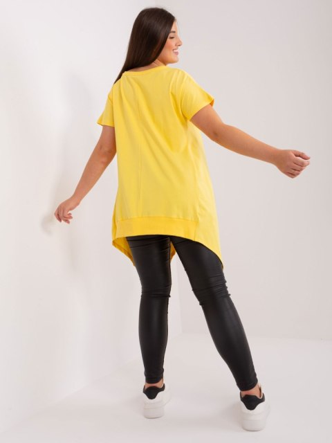 Tunika basic luźna plus size żółta dłuższe boki Tunika basic luźna plus size żółta dłuższe boki