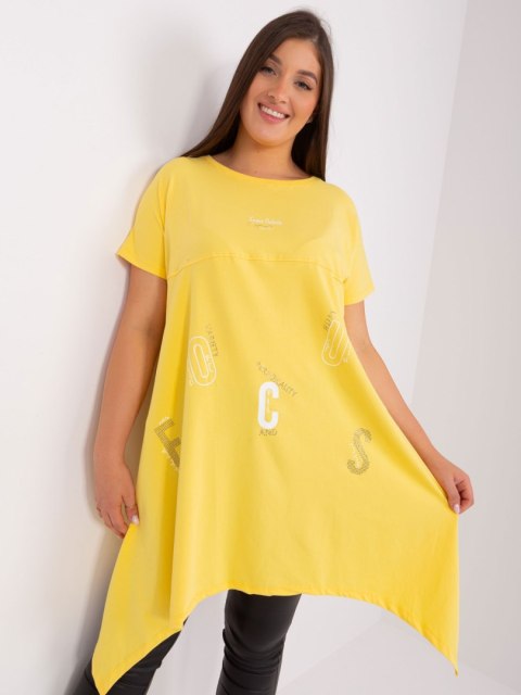 Tunika basic luźna plus size żółta dłuższe boki Tunika basic luźna plus size żółta dłuższe boki