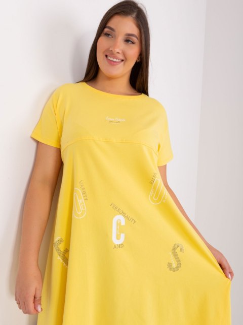 Tunika basic luźna plus size żółta dłuższe boki Tunika basic luźna plus size żółta dłuższe boki