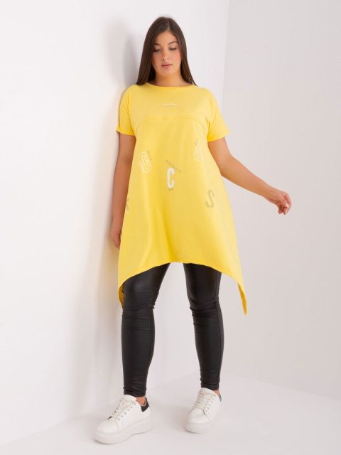 Tunika basic luźna plus size żółta dłuższe boki Tunika basic luźna plus size żółta dłuższe boki