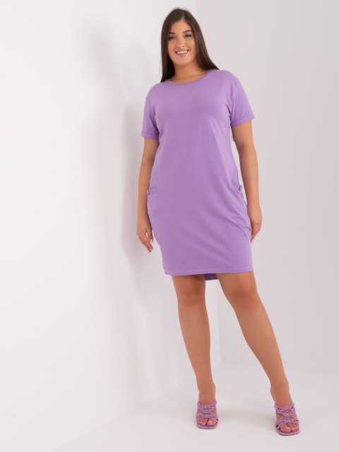 Tunika sukienka dresowa z kieszeniami fioletowa plus size Tunika sukienka dresowa z kieszeniami fioletowa plus size