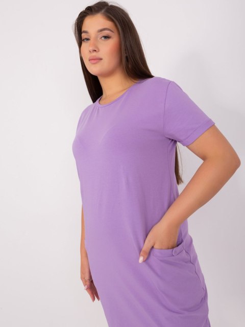Tunika sukienka dresowa z kieszeniami fioletowa plus size Tunika sukienka dresowa z kieszeniami fioletowa plus size