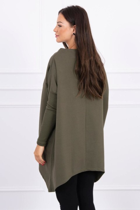 Bluza oversize z asymetrycznymi bokami khaki Bluza oversize z asymetrycznymi bokami khaki