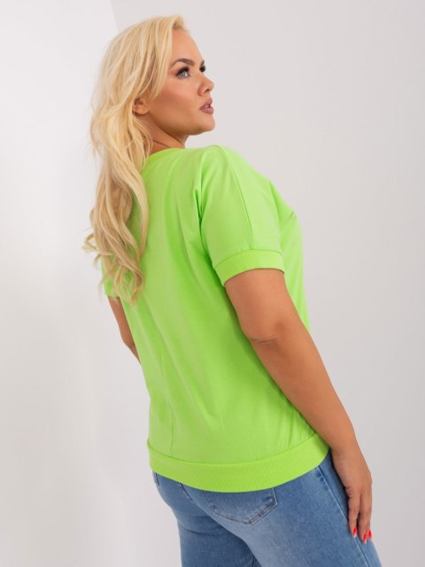 Bluzka t-shirt zielony z nadrukiem pióro plus size Bluzka t-shirt zielony z nadrukiem pióro plus size