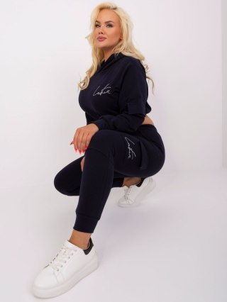 Komplet damski granatowy plus size bluza i spodnie cargo L