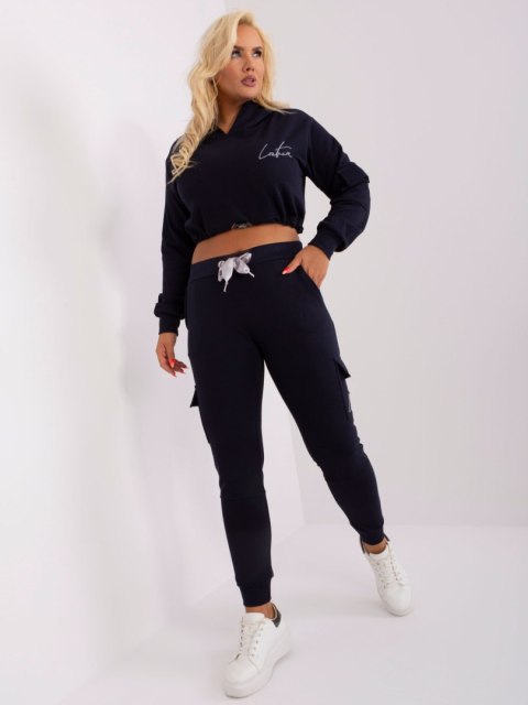 Komplet damski granatowy plus size bluza i spodnie cargo Komplet damski granatowy plus size bluza i spodnie cargo