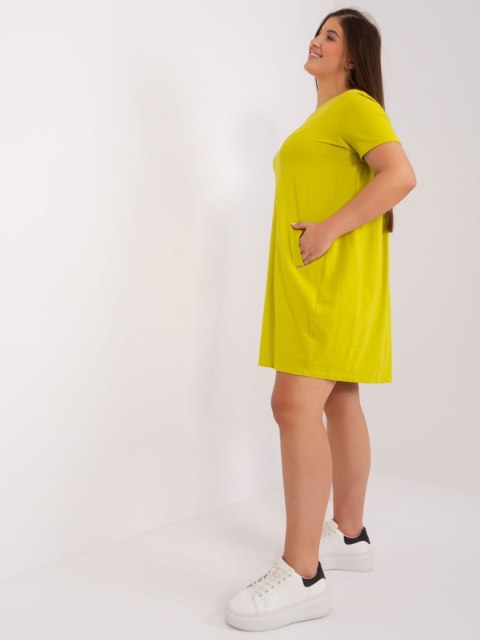 Sukienka tunika basic z kieszeniami plus size linonkowa Sukienka tunika basic z kieszeniami plus size linonkowa