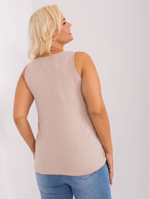 Top beżowy ze sciągaczem na dole bawełniany plus size Top beżowy ze sciągaczem na dole bawełniany plus size