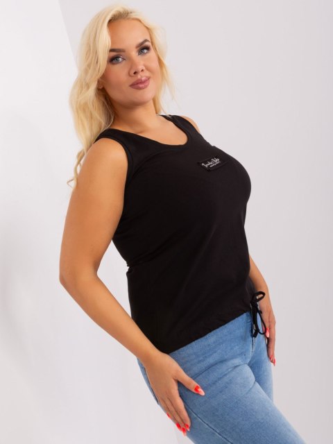 Top czarny ze sciągaczem na dole bawełniany plus size Top czarny ze sciągaczem na dole bawełniany plus size