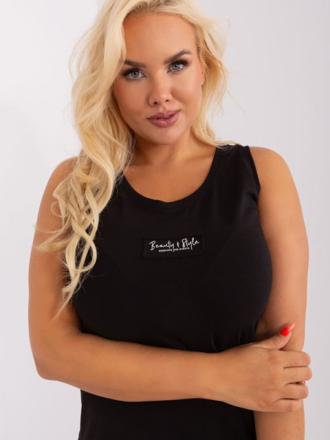 Top czarny ze sciągaczem na dole bawełniany plus size Top czarny ze sciągaczem na dole bawełniany plus size