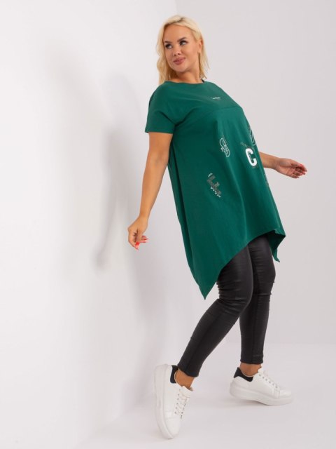 Tunika basic luźna plus size ciemno zielona dłuższe boki Tunika basic luźna plus size ciemno zielona dłuższe boki
