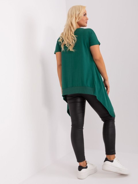 Tunika basic luźna plus size ciemno zielona dłuższe boki Tunika basic luźna plus size ciemno zielona dłuższe boki