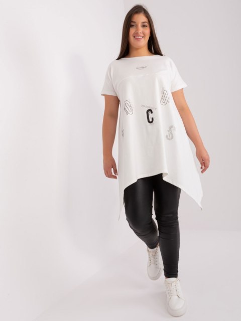 Tunika basic luźna plus size ecru dłuższe boki Tunika basic luźna plus size ecru dłuższe boki
