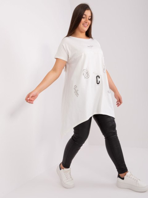 Tunika basic luźna plus size ecru dłuższe boki Tunika basic luźna plus size ecru dłuższe boki