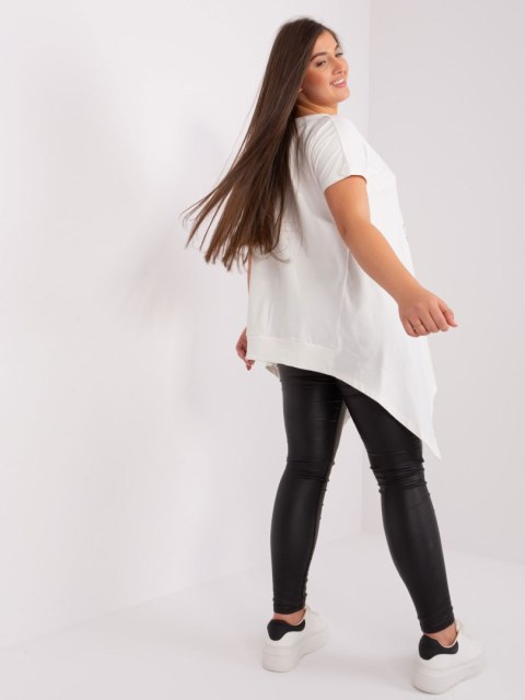 Tunika basic luźna plus size ecru dłuższe boki Tunika basic luźna plus size ecru dłuższe boki