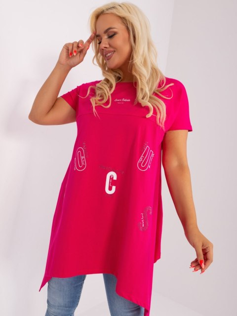Tunika basic luźna plus size fuksjowa dłuższe boki Tunika basic luźna plus size fuksjowa dłuższe boki