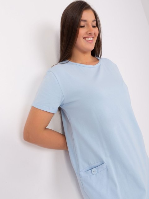 Tunika sukienka dresowa z kieszeniami jasno niebieska plus size Tunika sukienka dresowa z kieszeniami jasno niebieska plus size