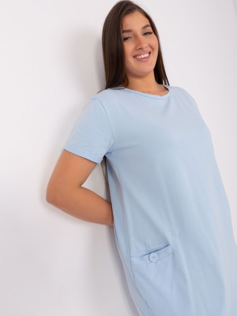 Tunika sukienka dresowa z kieszeniami jasno niebieska plus size Tunika sukienka dresowa z kieszeniami jasno niebieska plus size