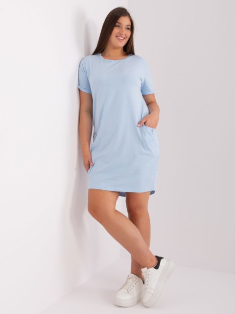 Tunika sukienka dresowa z kieszeniami jasno niebieska plus size Tunika sukienka dresowa z kieszeniami jasno niebieska plus size
