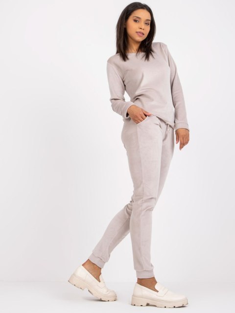 Komplet dresowy damski welurowy jasno szary basic M Komplet dresowy damski welurowy jasno szary basic M