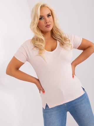 T-shirt jasny różowy damski wywijany krótki rękaw L