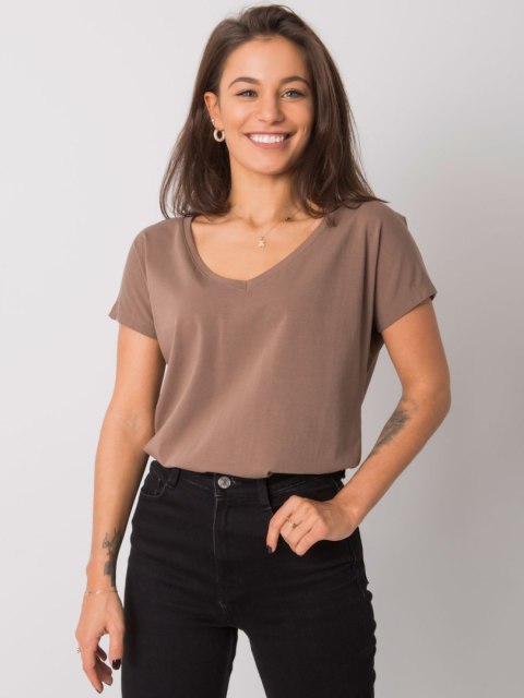 T-shirt klasyczny basic brązowy dekolt serek Emory XL T-shirt klasyczny basic brązowy dekolt serek Emory XL