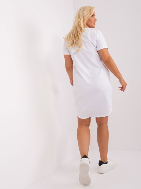 Tunika sukienka dresowa z kieszeniami biała plus size Tunika sukienka dresowa z kieszeniami biała plus size